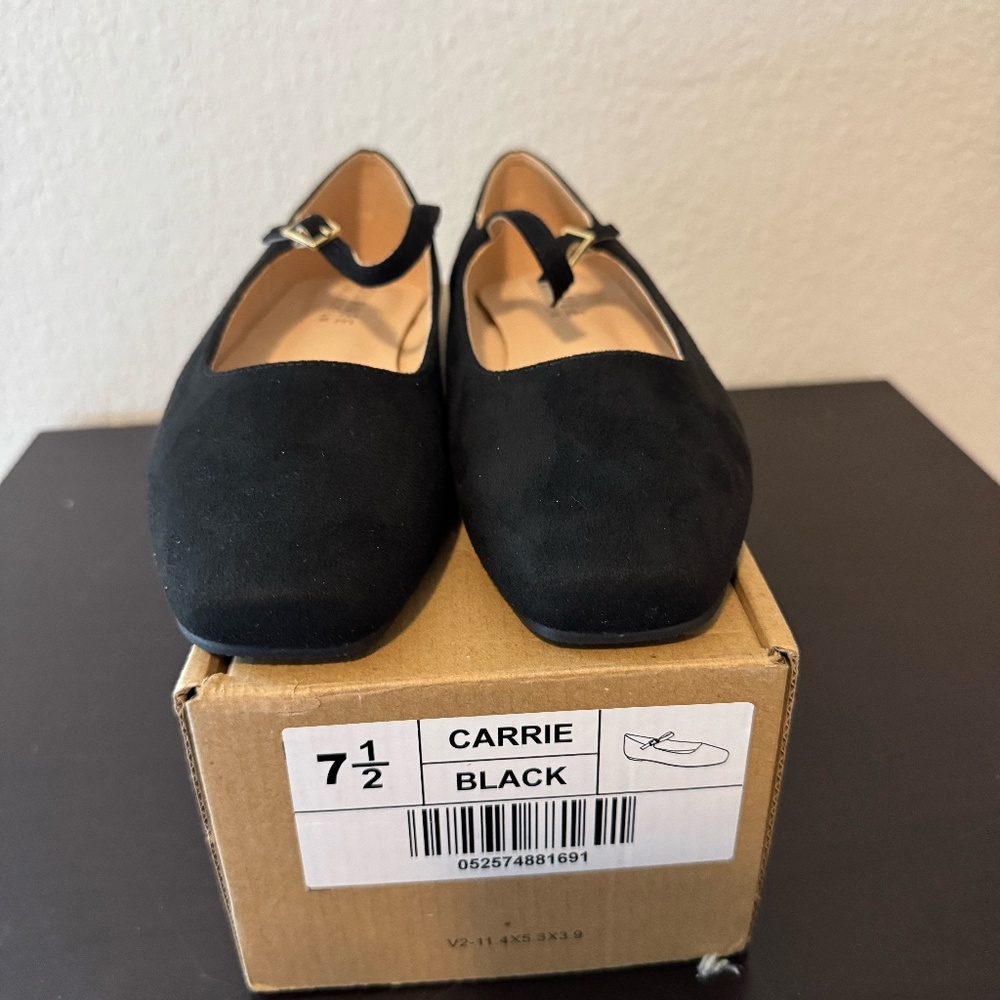 Journee Collection Women's Carrie Square Toe Mary Jane Flats Size 7.5 Black